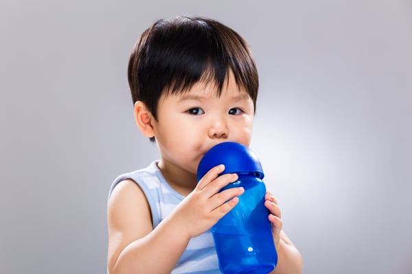 Asian baby drinking water-1