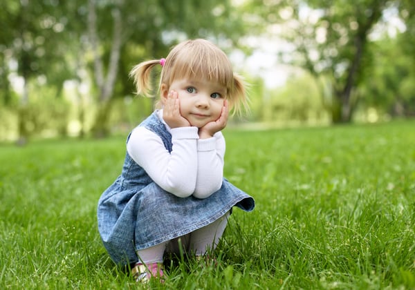 Portrait of a happy little girl in the park