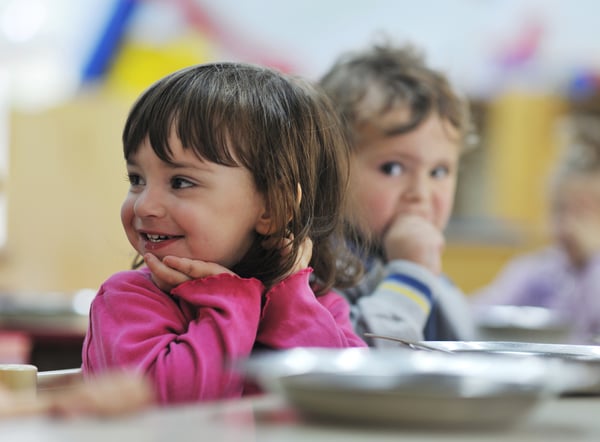 happy child kids group have fun and play at kindergarden indoor preschool education concept with  teacher-1