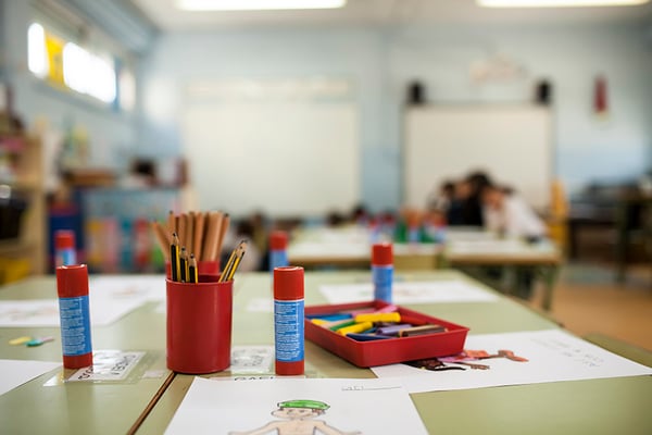 stationery on a school desk